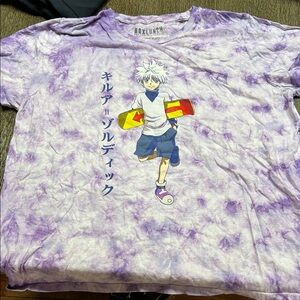 Mens Purple Tie-Dye Anime Graphic Tee
